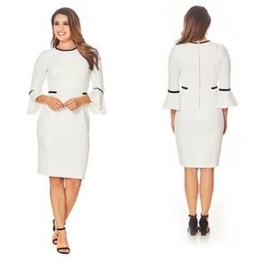 Calvin Klein Bell Sleeve Pipe Sheath Dress Size 4